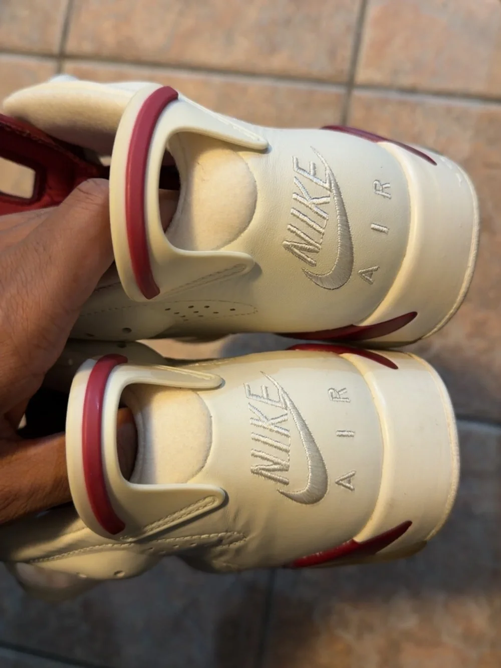 Air Jordan 6 Retro High-Top Sneakers in Cream & Burgundy ‘Maroon 6s’ Size 9